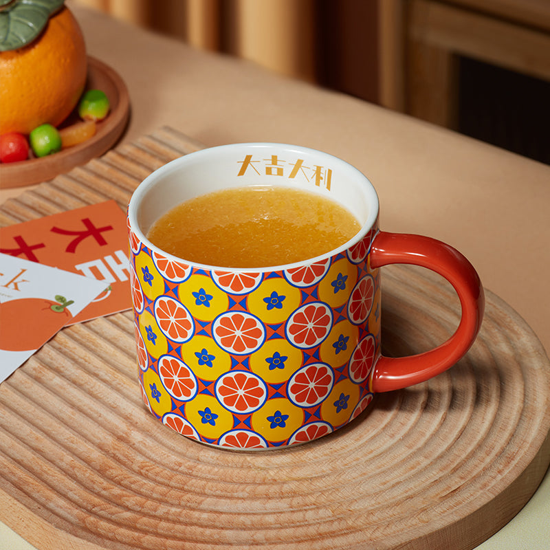 Chinese Lucky Persimmon Ceramic Mug