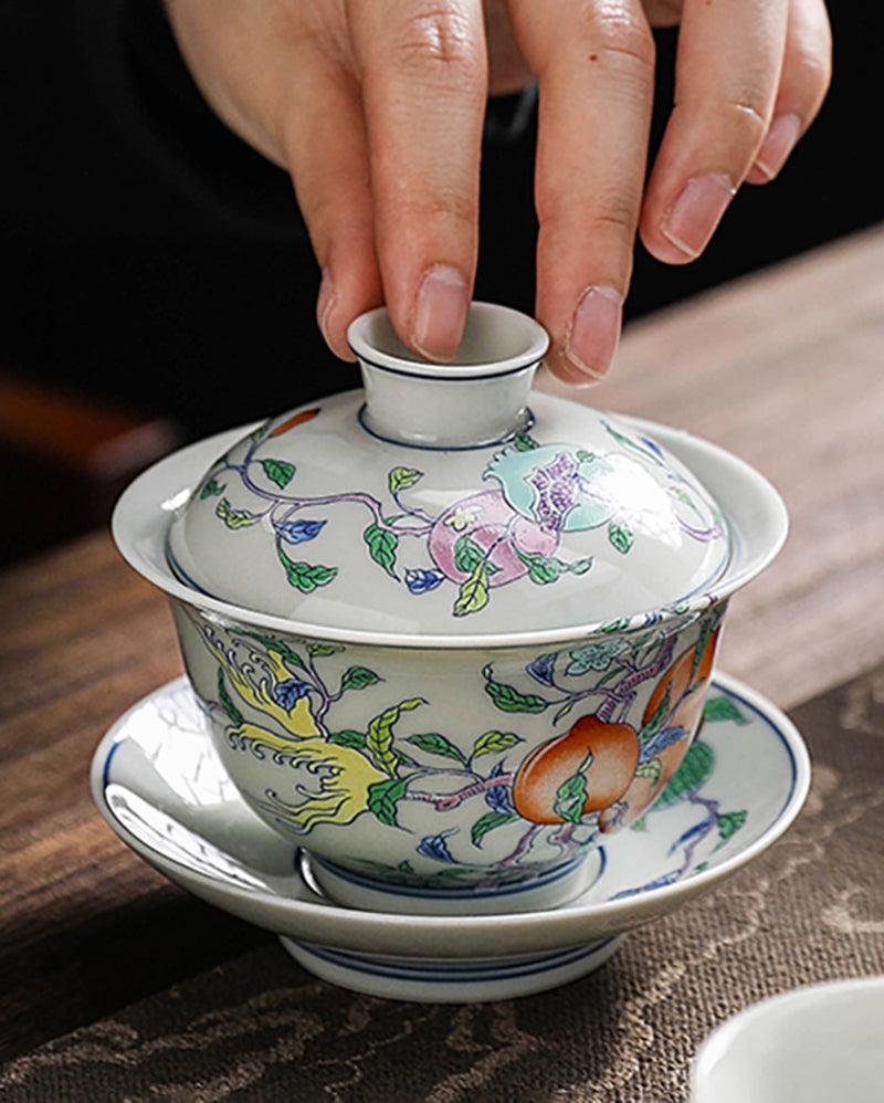 Retro Longevity Porcelain Gaiwan Tea Set - gloriouscollection