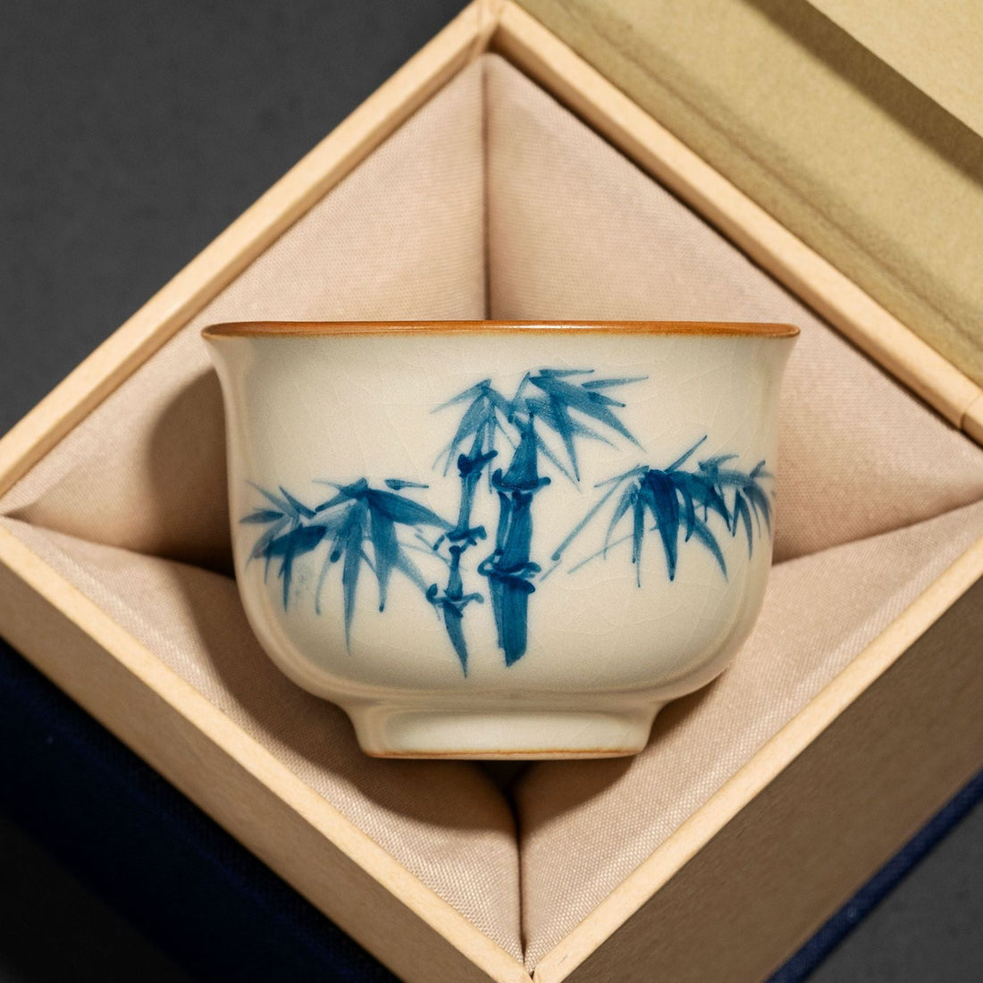 Hand-Painted Beige Ru Kiln Tea Cup