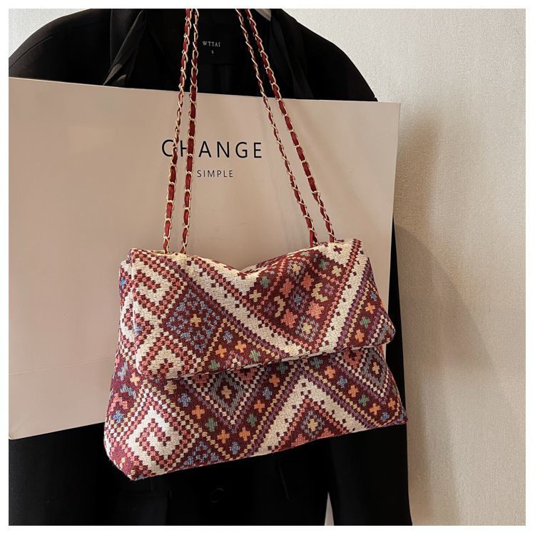 Ethnic Style Printed Canvas Tote Bag Women&