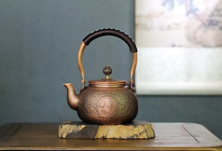 Summer Day Hammer Pattern Small Copper Teapot