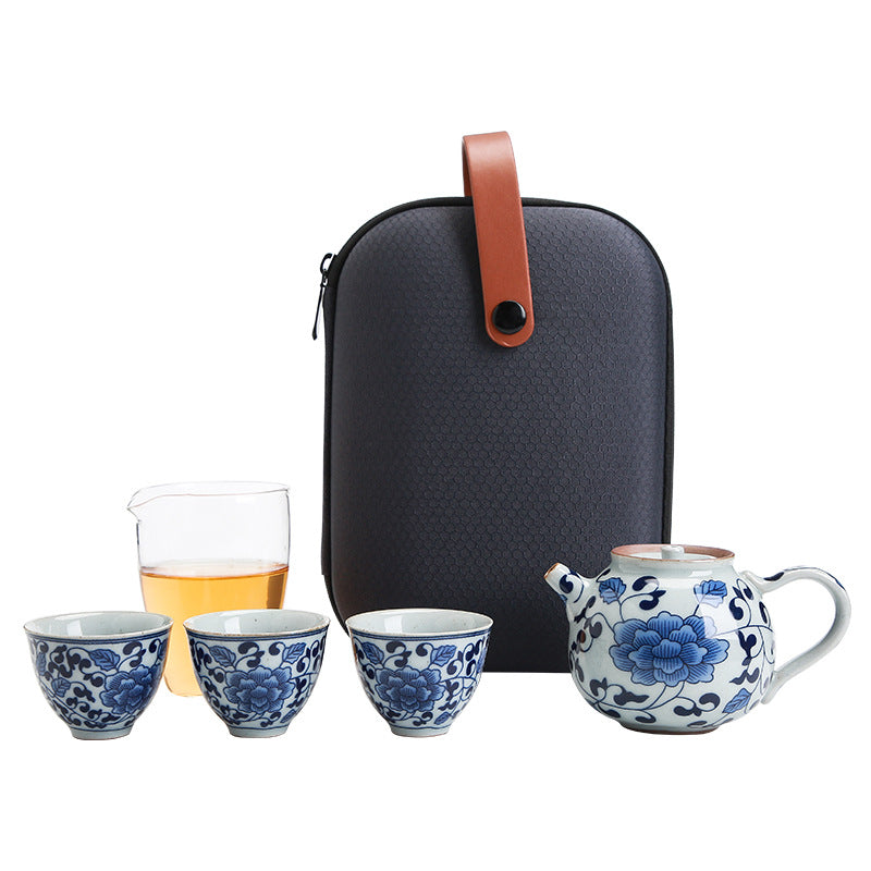 Blue and White Porcelain Travel Tea Set