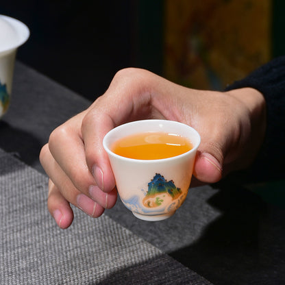 Dehua White Porcelain Qianli Jiangshan Tea Set