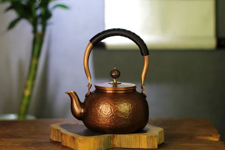 Summer Day Hammer Pattern Small Copper Teapot