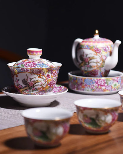 Multi-Color Enamel Porcelain Gaiwan