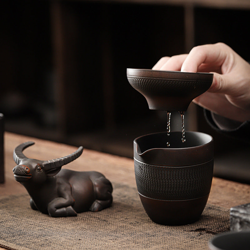 Niu Qi Chong Tian Tea Strainer Ceramic Fine Filter Hole Qingxi Purple Pottery Handmade Kung Fu Tea Set Tea Ornaments Tea Ceremony Utensils