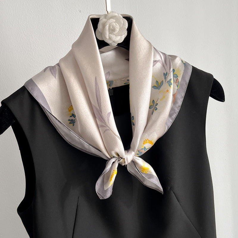 Gray Mulberry Silk Small Square Scarf
