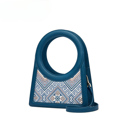 Zhuang Jin Blue Green Leather Handbag
