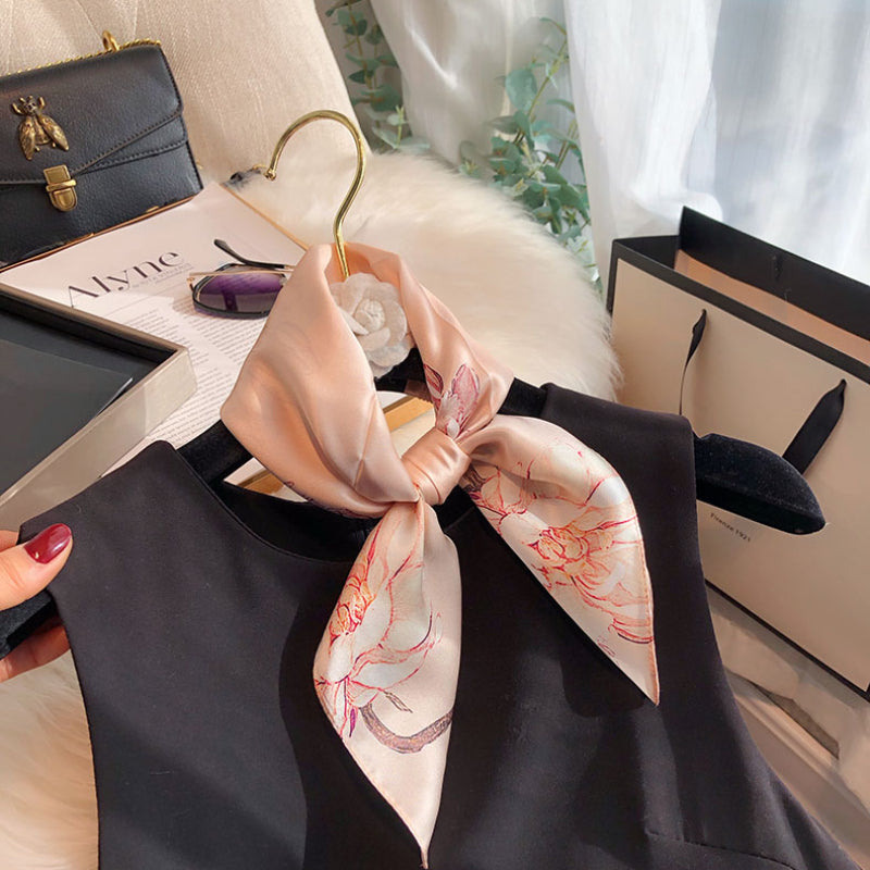 Elegance Pink Mulberry Silk Small Square Scarf