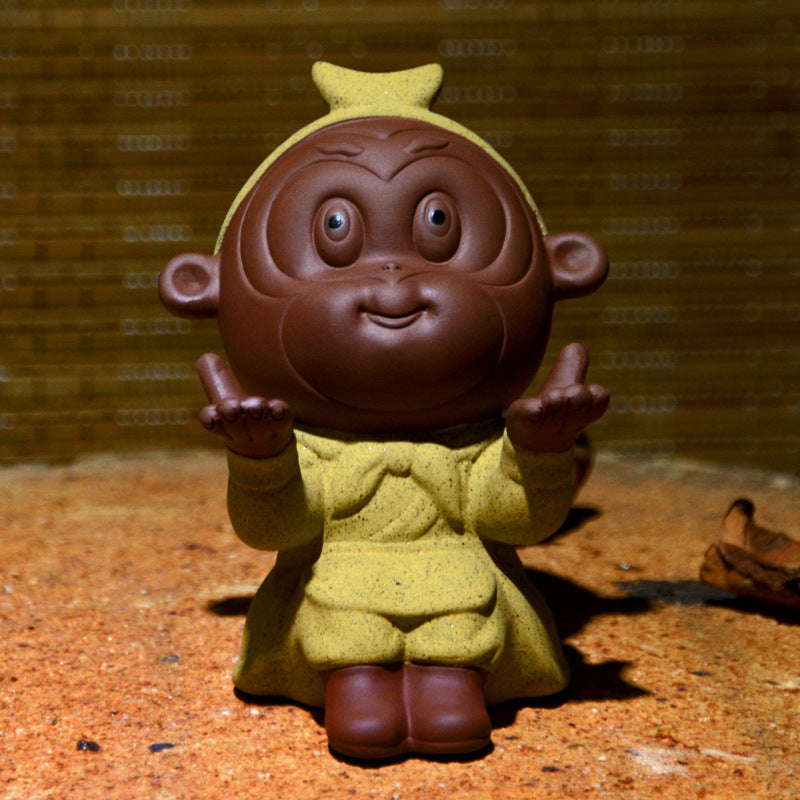 Boutique Creative Ceramic Tea Pet Decoration Monkey Pen Holder the Monkey King: Quest for the Sutra Monkey Year Decoration Tea Utensils