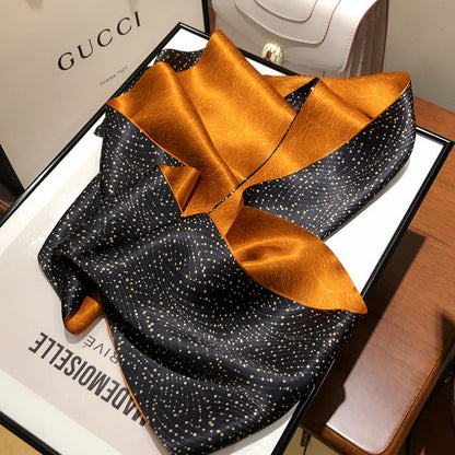 Double-Sided Orange and Black  Mulberry Silk Scarf