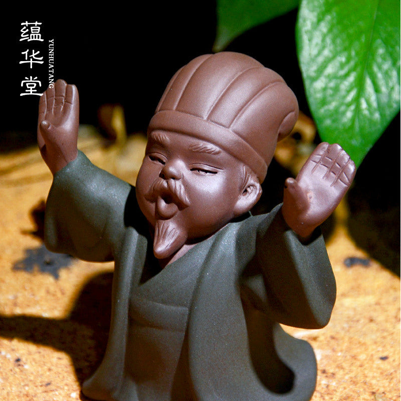 Creative Purple Sand Tea Ornaments Decoration Three Kingdoms Character Zhuge Liang Kong Ming Pen Holder Pen Holder Tea Set Tea Ceremony Utensil