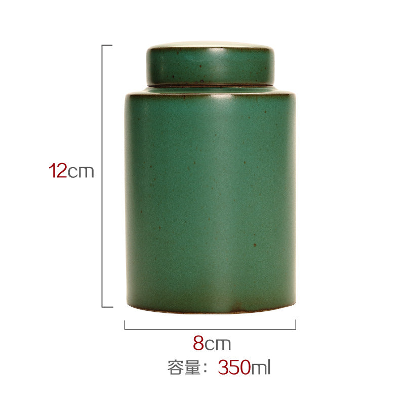 Japanese Style Coarse Pottery Tea Canister Non-Sealed Ceramic Pot Pu&