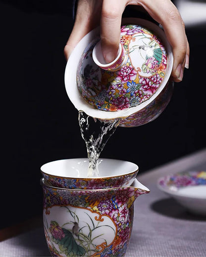 Multi-Color Enamel Porcelain Gaiwan