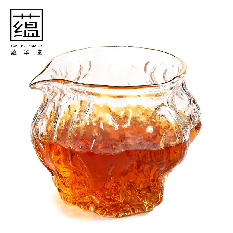 Japanese-Style Walnut Hammer Pattern Glass Fair Cup Thickened High Temperature Resistant Tea Seafood Tea Maker