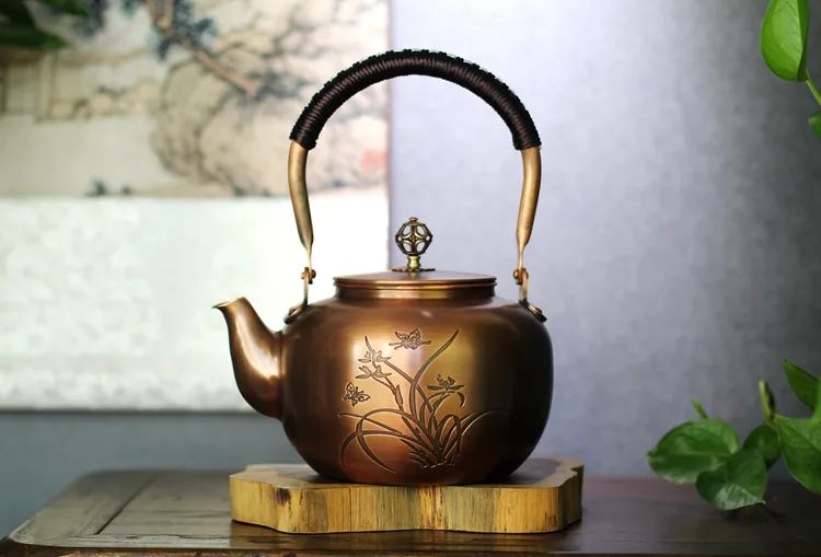 Ancient Handmade Beam Apple Copper Teapot