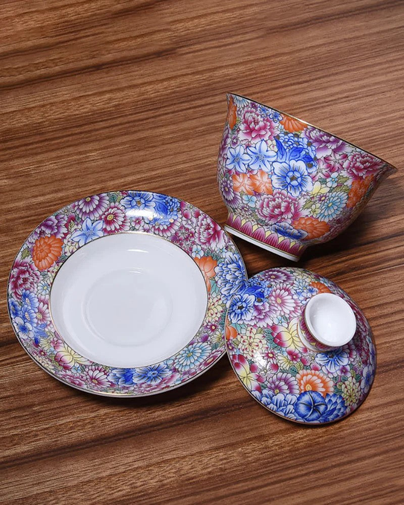 Multi-Color Enamel Porcelain Gaiwan