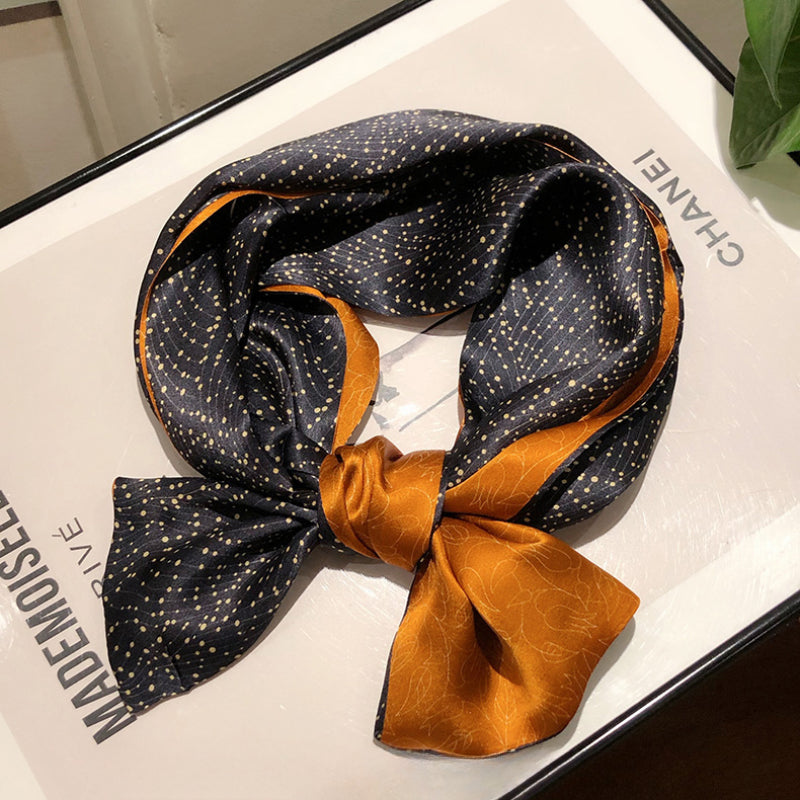 Double-Sided Orange and Black  Mulberry Silk Scarf