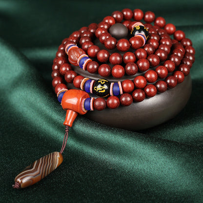 Small Leaf Red Sandalwood 108 Beads Bracelet
