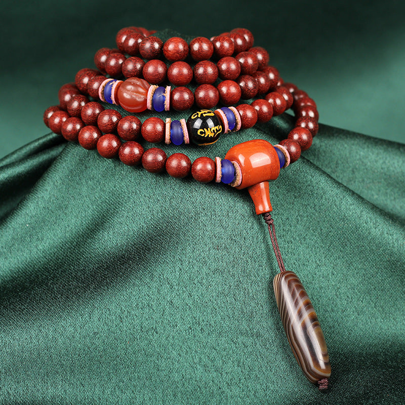 Small Leaf Red Sandalwood 108 Beads Bracelet