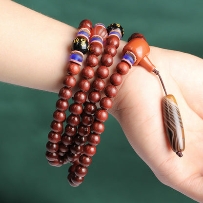 Small Leaf Red Sandalwood 108 Beads Bracelet