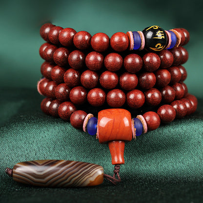 Small Leaf Red Sandalwood 108 Beads Bracelet