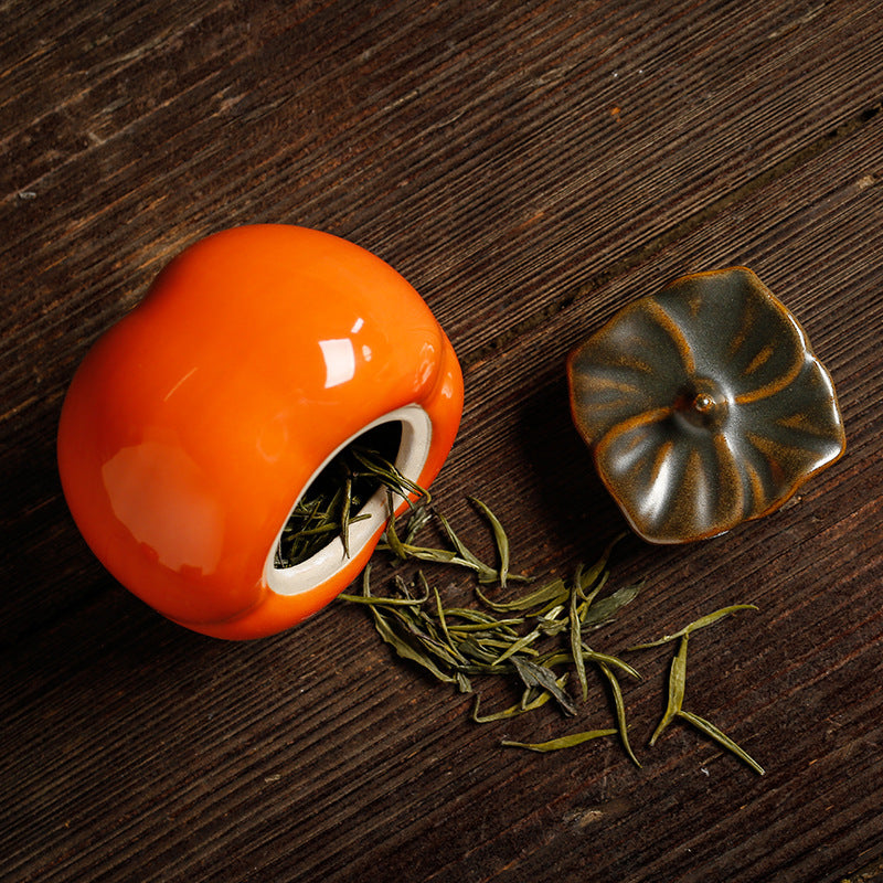 Lucky Persimmon Tea Cans Porcelain Kung Fu Tea Set Persimmon Sealed Cans Small Size Tea Warehouse Tea Container Gift Box Packaging