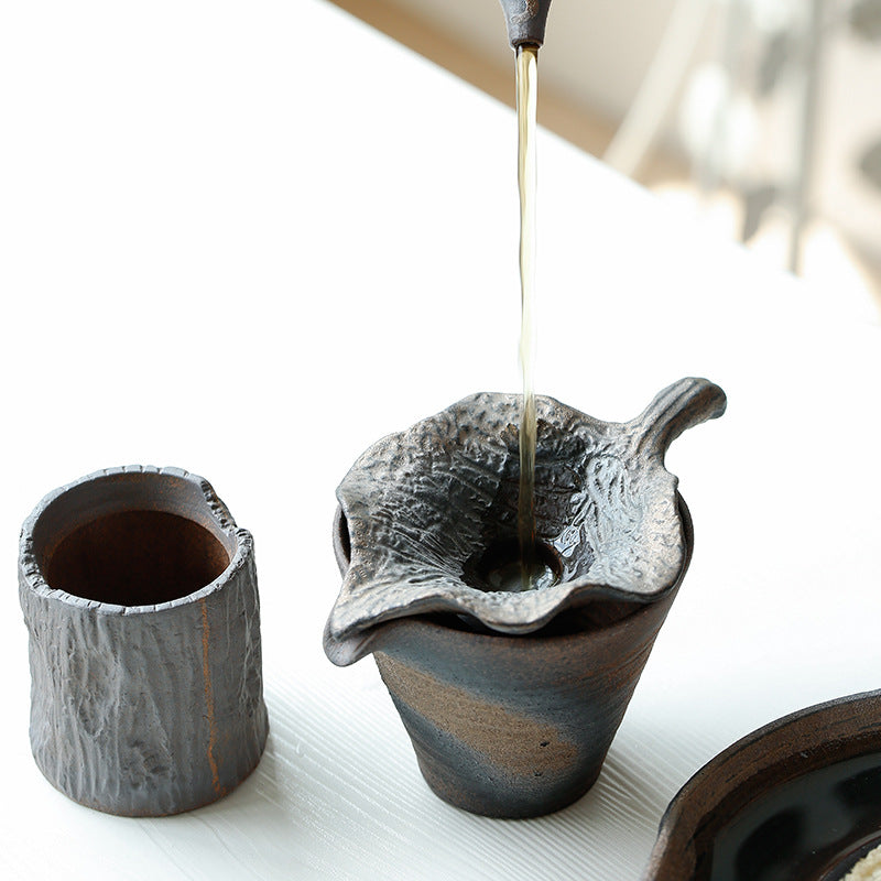 Japanese-Style Handmade Stoneware Tea Filter Ancient Early Burning Tea Strainer Creative Ceramic Tea Filter Net Rack Tea Ceremony