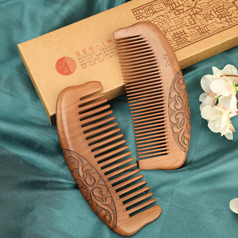 Simple Mahogany Wooden Relaxing Massage Comb