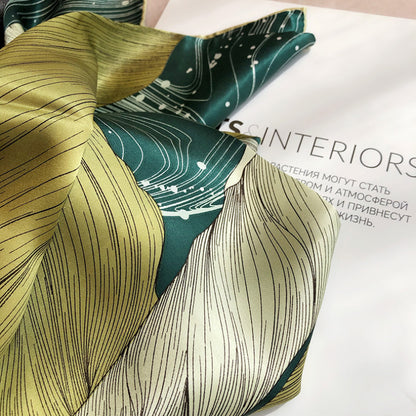 High-End Green Silk Scarf Large Kerchief