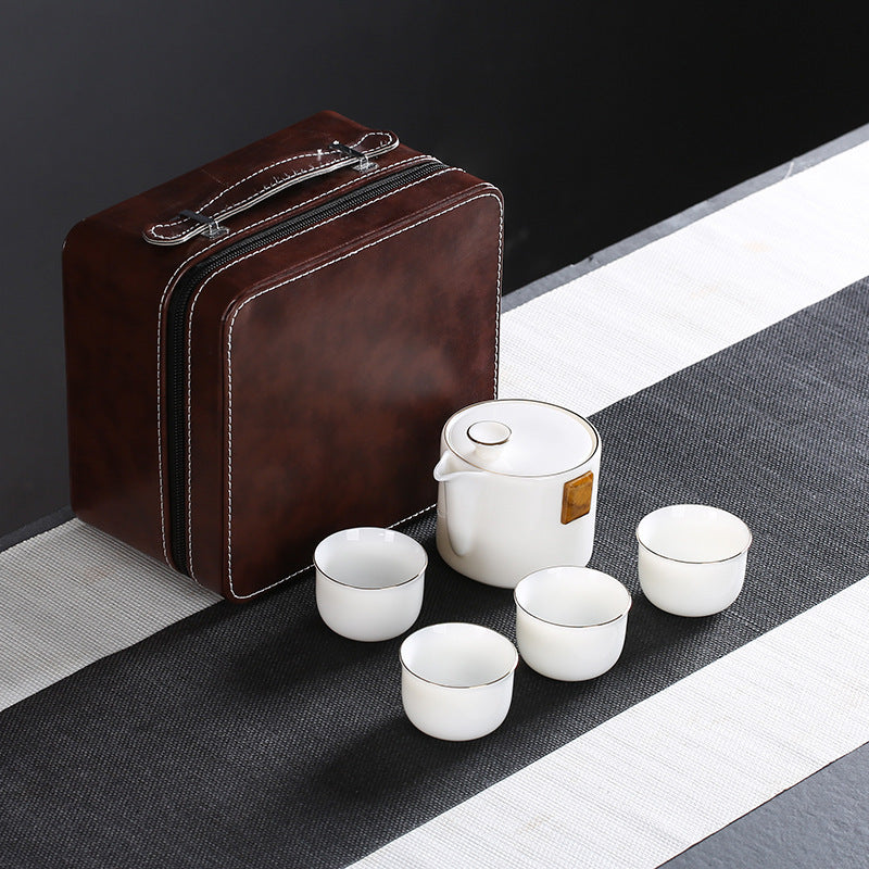 White Porcelain Travel Kung Fu Tea Set