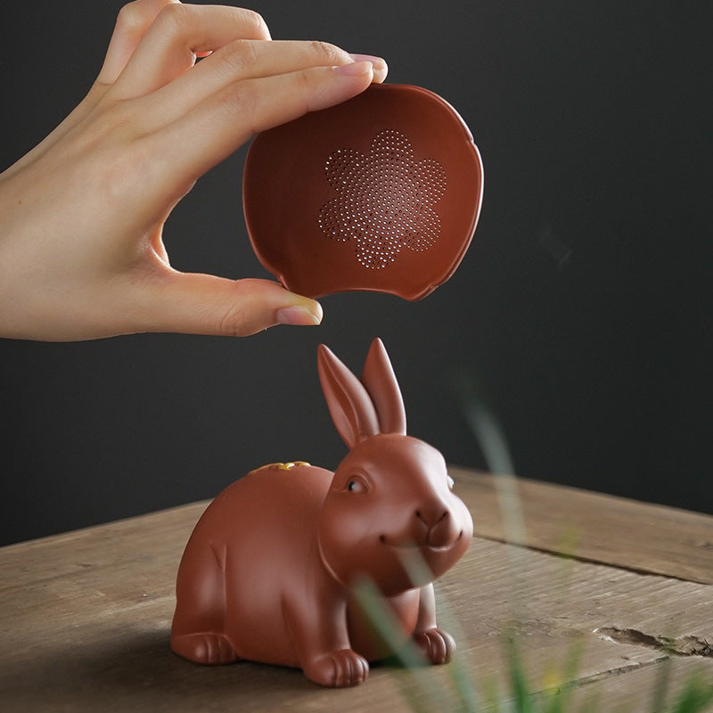 Front Rabbit like Brocade Purple Sand Rabbit Tea Strainer Desktop Tea Carve Tea Carve Decoration Kung Fu Tea Utensils Filter Tea Filter Tea Compartment