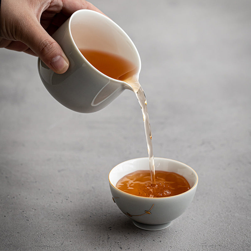 Japanese Style Ice Gray Smoky Gray Glaze Pitcher Small Household Ceramic Tea Pitcher Fair Cup Tea Pot Kung Fu Tea Set