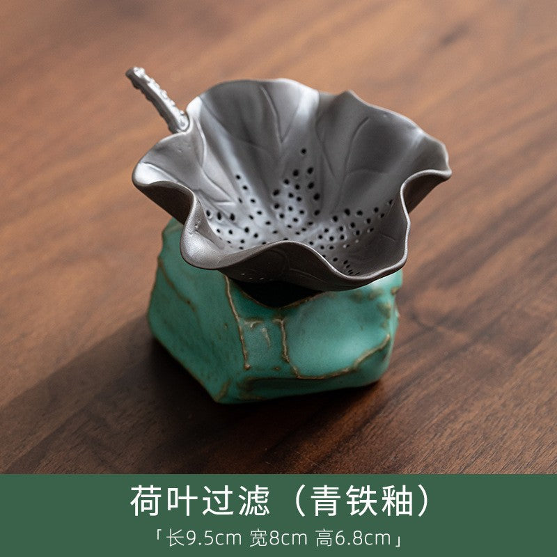 Japanese-Style Stoneware Lotus Leaf Tea Strainer Ceramic Filter Hole Tea Filter Tea Strainer Kung Fu Tea Ceremony