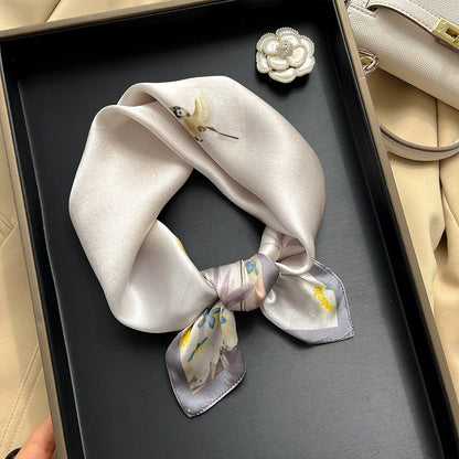 Gray Mulberry Silk Small Square Scarf