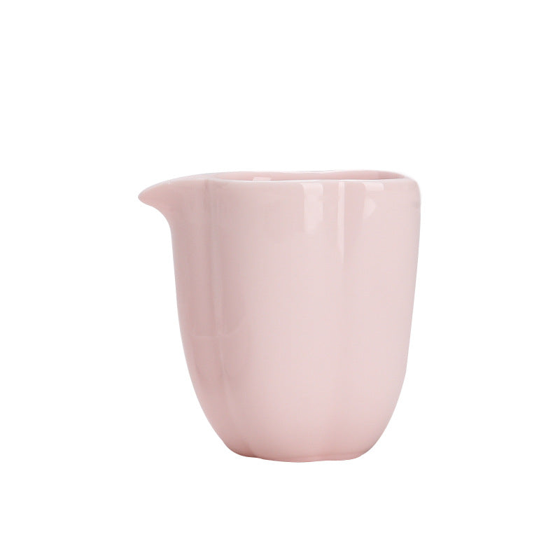 Dehua White Jade Pink Pitcher Simple Tea Pitcher Ceramic Tea Serving Pot Single Male Fair Cup Kung Fu Tea Utensils