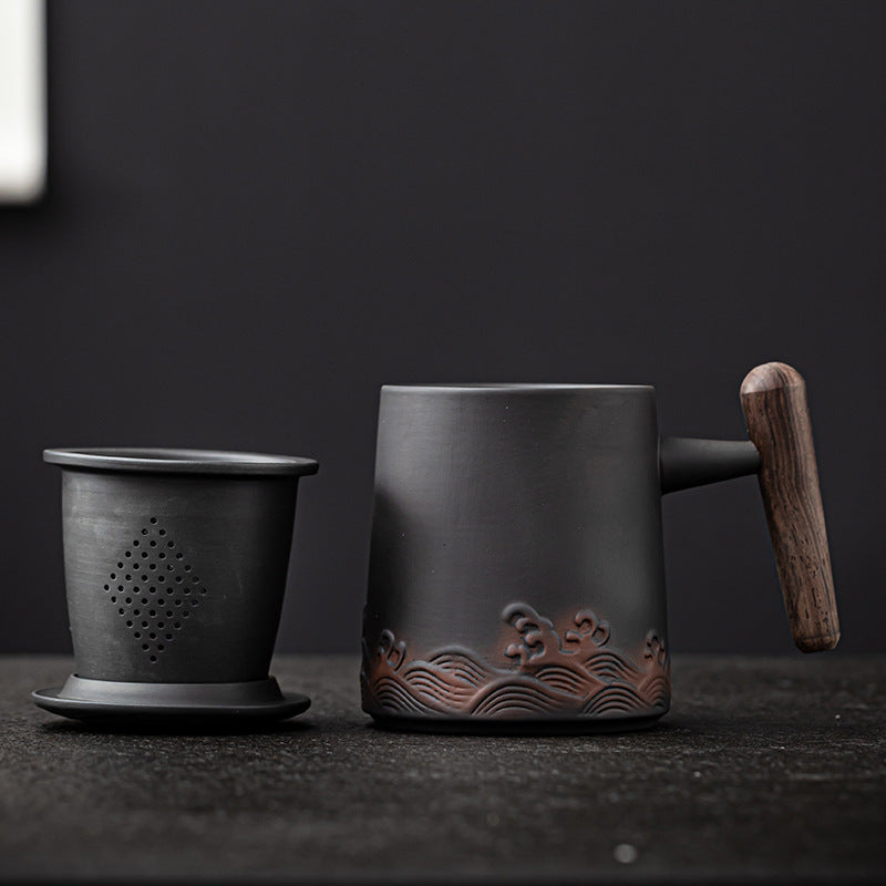 Boutique Purple Pottery Tea Water Separation Tea Brewing Cup