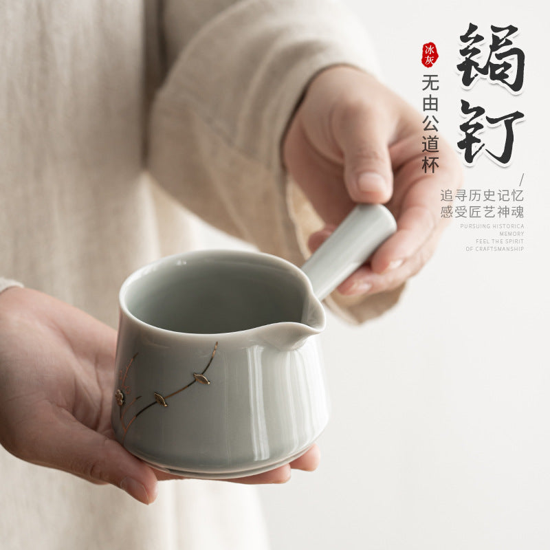 Japanese Style Ice Gray Glaze Nail Pitcher Larg Pitcher Household Porcelain Tea Seafood Tea Ware Fair Cup Kung Fu Tea Set