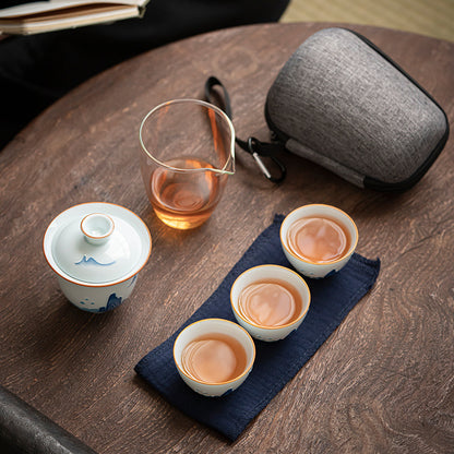 Hand Painted Gaiwan Travel Tea Set