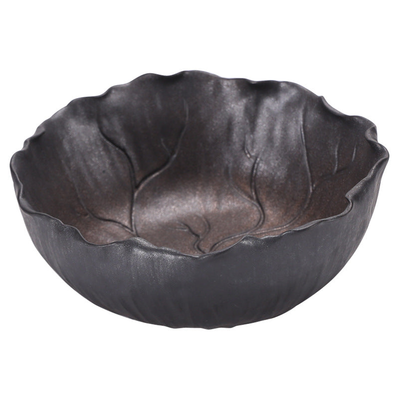 Japanese Style Gilding Iron Glaze Lotus Leaf Tea Wash Large Ceramic Cup Wash Tea Residue Barrel Tea Basin Tea Ceremony Utensils