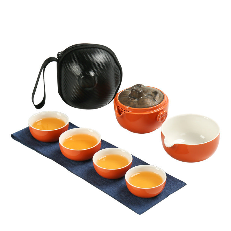 Persimmon Ruyi Ceramic Express Cup Travel Tea Set Outdoor