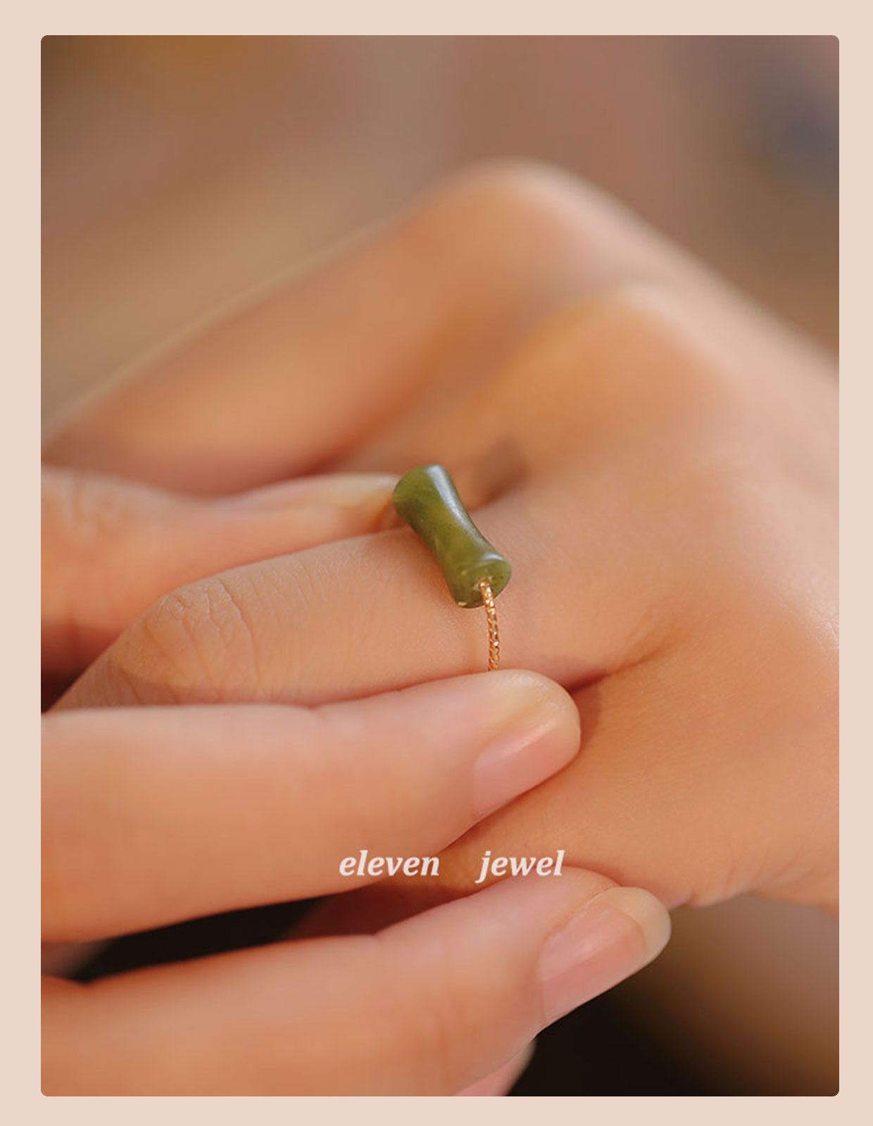 [Bamboo] Peridot Ring Female Retro Affordable Luxury High Sense Niche Open Design Index Finger Ring Fashion Personality