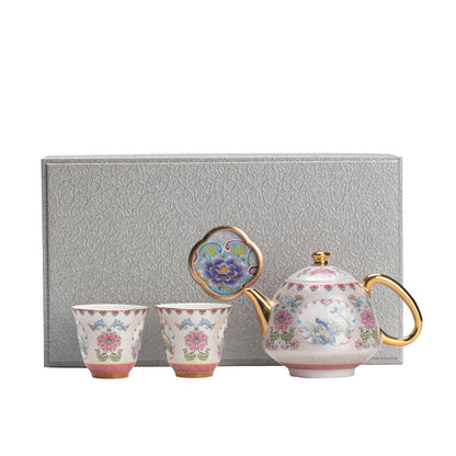 Handmade Cloisonne Silver Enamel Small Teapot