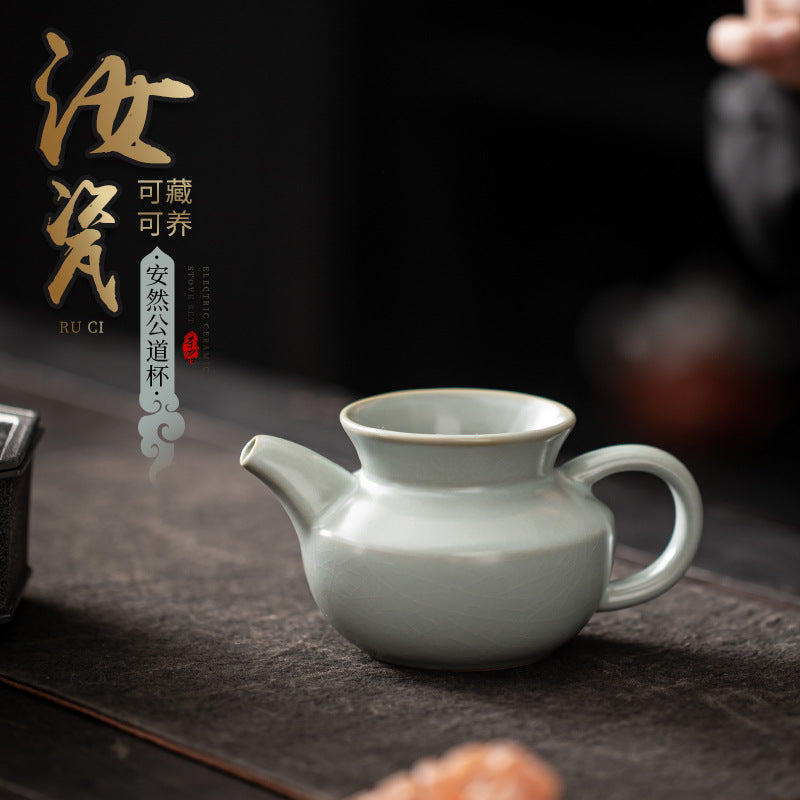 Ru-Porcelain Enron Pitcher Porcelain Kung Fu Tea Set Tea Pot Single Larg Pitcher Fair Cup Ru Ware Natural Crack Supportable