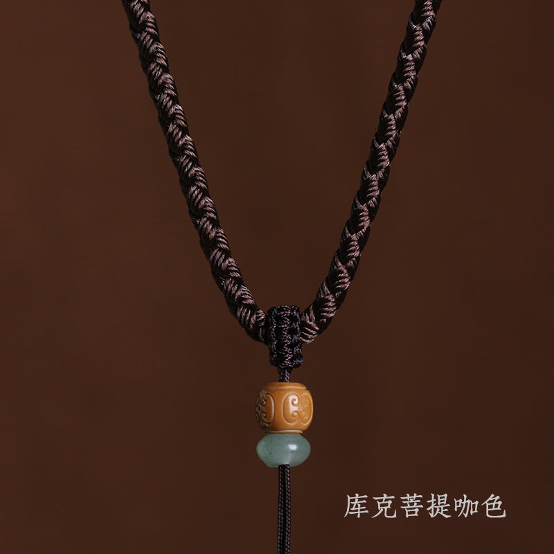 Hand-Woven Auspicious Cloud Beads Pendant Lanyard Simple Men and Women Buddha Jade Pendant Gold Jadeite Jade Pendant Pendant Pendant Rope