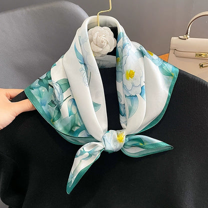 Gardenia Printed Mulberry Silk Square Scarf