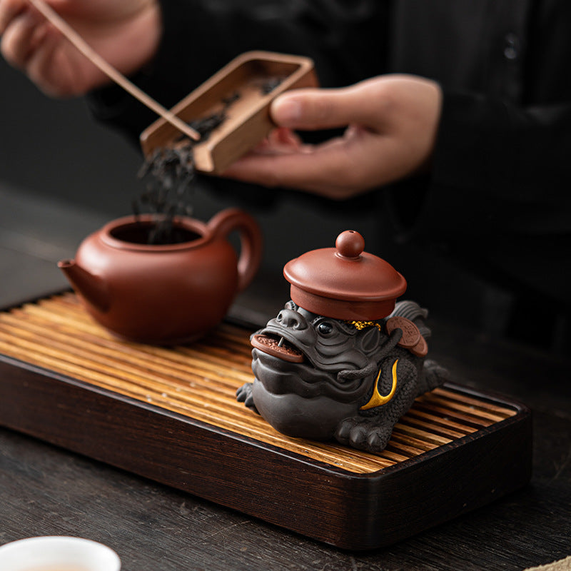 Purple Sand Golden Toad Tea Ornaments Small Ornaments Lucky Supportable Purple Clay Toad Personality Tea Set Hand-Made Decorative Crafts Accessories