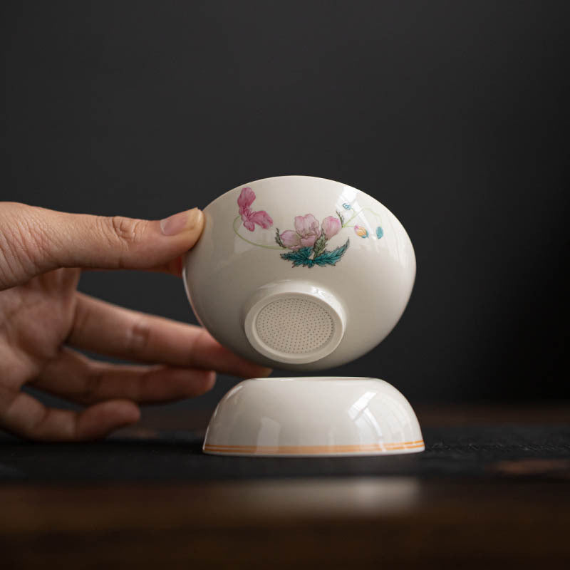 Ceramic Grass and Wood Gray Tea Filter Fine Hole Kung Fu Tea Set Tea Strainer Tea Strainer All-Ceramic Integrated