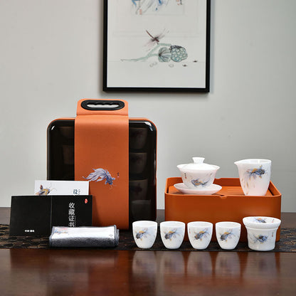 Ice Sheep Fat Jade Porcelain Travel Tea Set