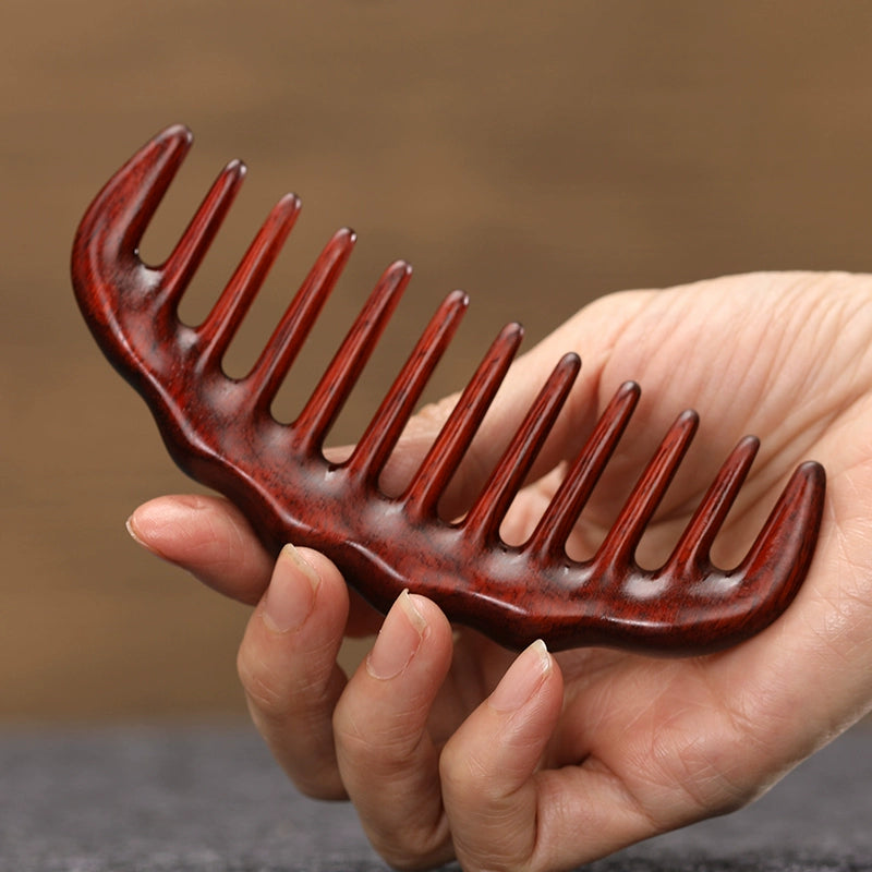 Red Sandalwood Wide Toothed Head Massage Comb